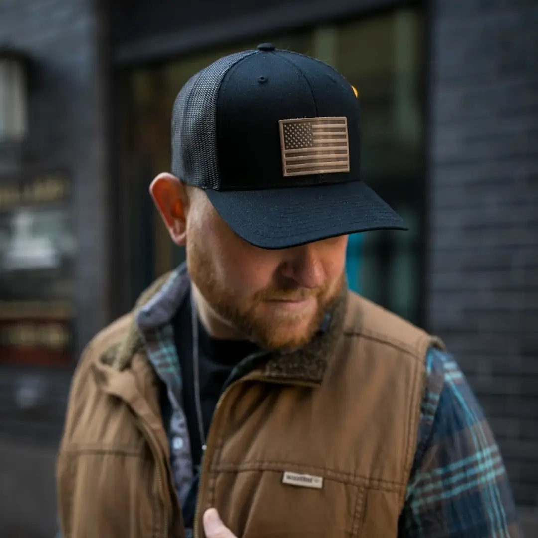 American Flag Snapback Hat by Range Leather Co.